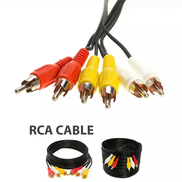 3 RCA Male to 3 RCA Male Stereo Audio Video Cable Composite Cable Gold Plated