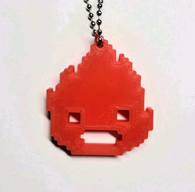 KEY CHAIN 8BIT Pixel Fire Emoji Game Meme 3d Key ring Nametag Pendant £ ...