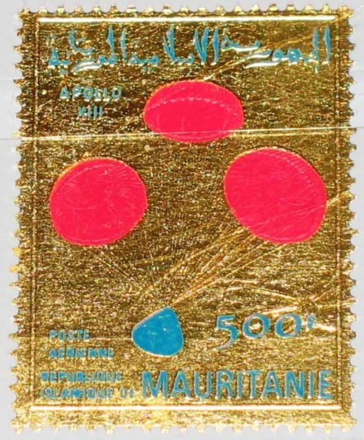 MAURITANIA MAURETANIEN 1970 404 C104 Gold Foil Return Apollo 13 Crew Space MNH