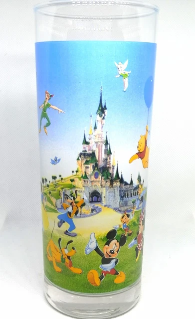 Disneyland Paris France tall drinking glass Pooh Mickey Dumbo Collector Disney