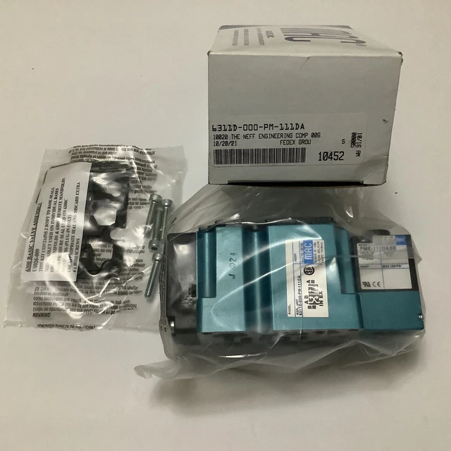 MAC Valves inc. 6311D-000-PM-111DA Directional Valve PME-111DABE 120V New!