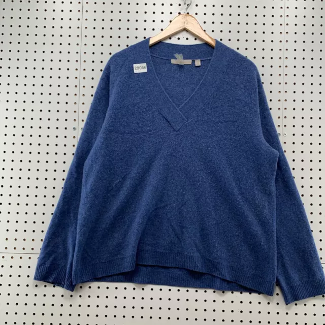 Nordstrom Signature Caroline ISSA 100% Cashmere Sweater Womens Large Blue 25x27