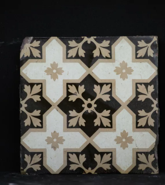 1xAntique Salvage Original Victorian Decorative Square Tile 6" (152mm)