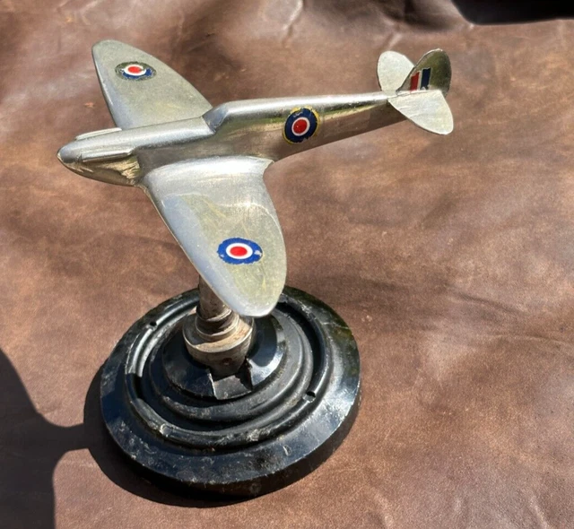 WW2 RAF SPITFIRE, Wartime Nickel Original On Stand Made From Ww2 Plane