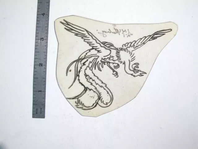 De Colección Años 60 Años 70 Tatuaje Flash Plantilla de Acetato Faisán Pavo Volador Firmado BR3