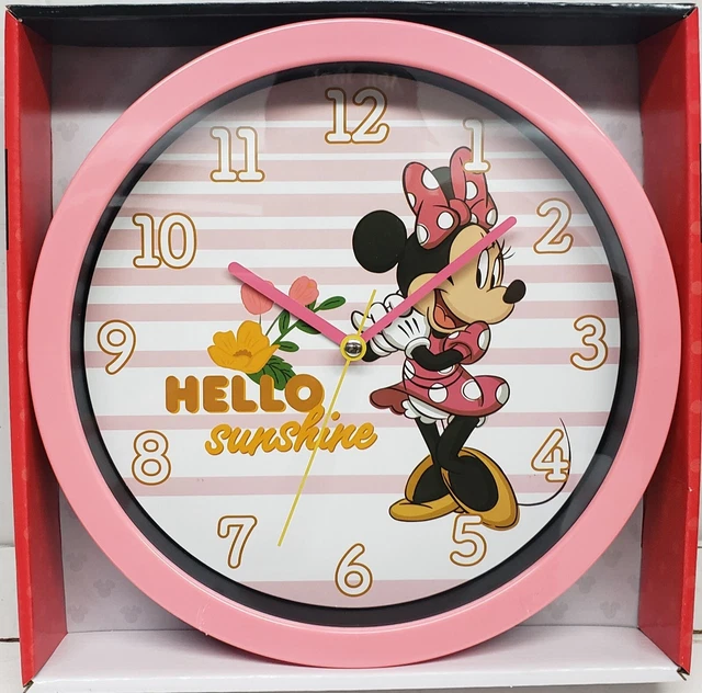 ROUND PLASTIC DECOR. Wall 10" Clock, DISNEY,MINNIE MOUSE,HELLO SUNSHINE ...