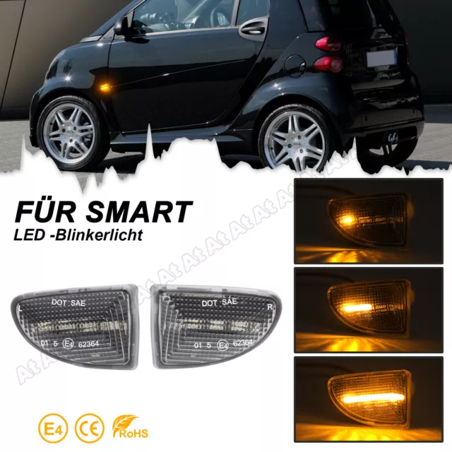 2x LED SEITENBLINKER BLINKER SCHWARZ FÜR SMART 451 FORTWO CABRIO COUPE 2007-2014