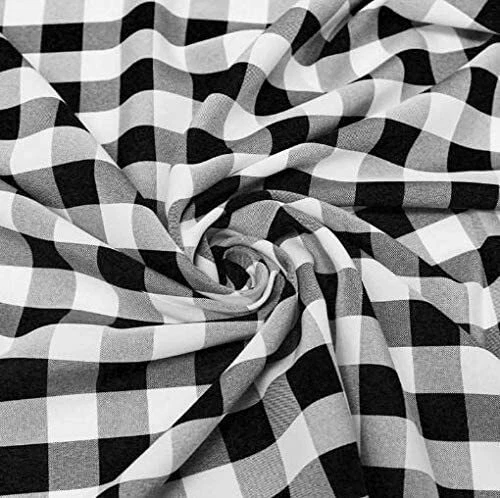 60" Wide Checkered Gingham Buffalo Check Polyester Poplin Fabric - by the yard
