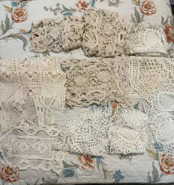 Lot Of Vintage Crocheted Doilies, Sets, White, Cotton