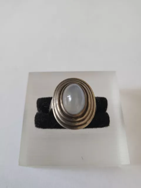 ART-DECO 835er SILBER  RING OVALER MONDSTEIN ANTIKSCHMUCK