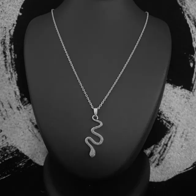 Unisex Engraved Cute Mini Snake Pendant Chain Link Necklace Jewellery Gift UK