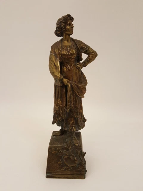 Antique Andor Ruff early 20th century bronze sculpture lady original signed 11.5