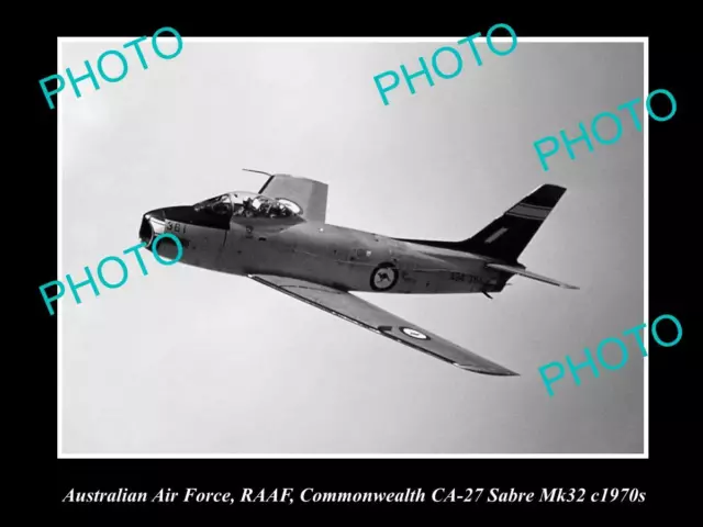 HISTORIC AVIATION PHOTO OF RAAF AUSTRALIAN AIR FORCE CA-27 SABRE JET c1970s