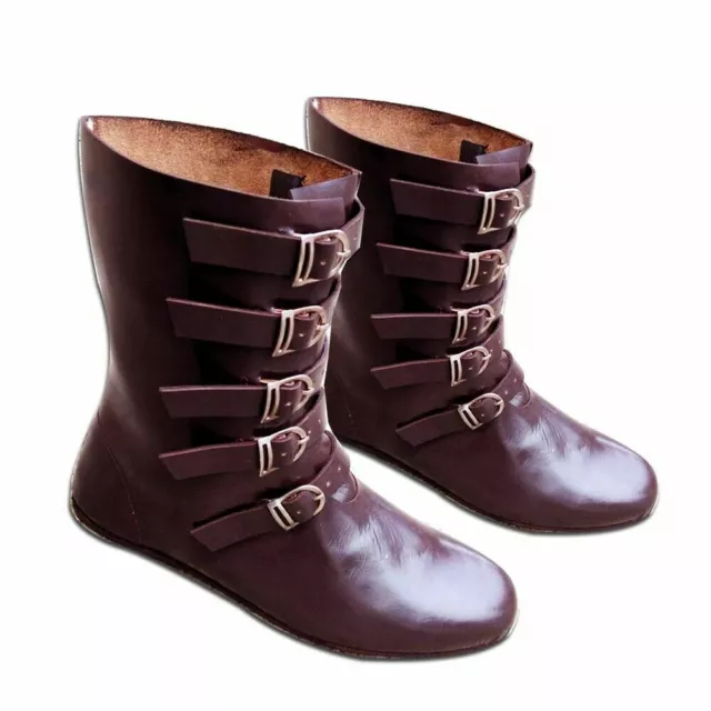 Dgh Médiéval Style Festival Chaussures Viking Renaissance Bottines Cuir