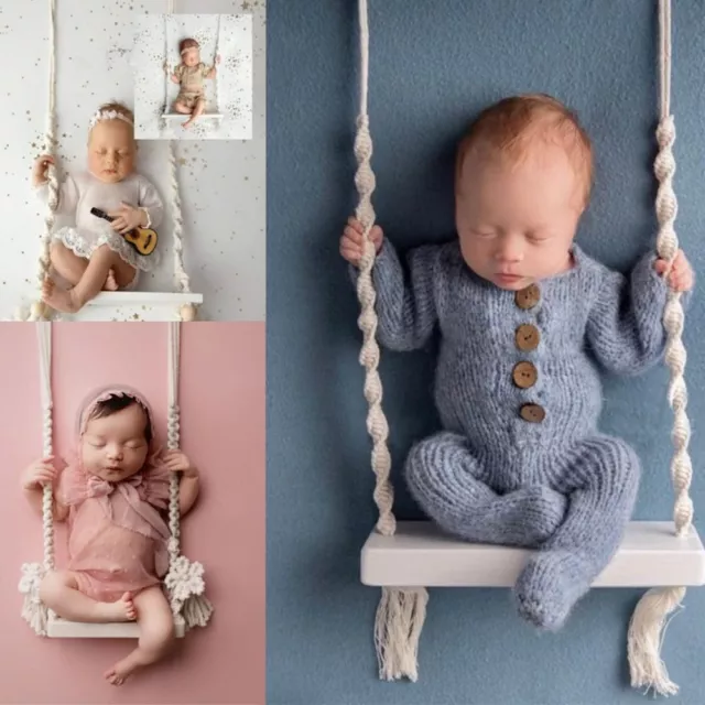 Vintage Wooden Swing Newborn Photography Prop Baby Swing Chair  Baby