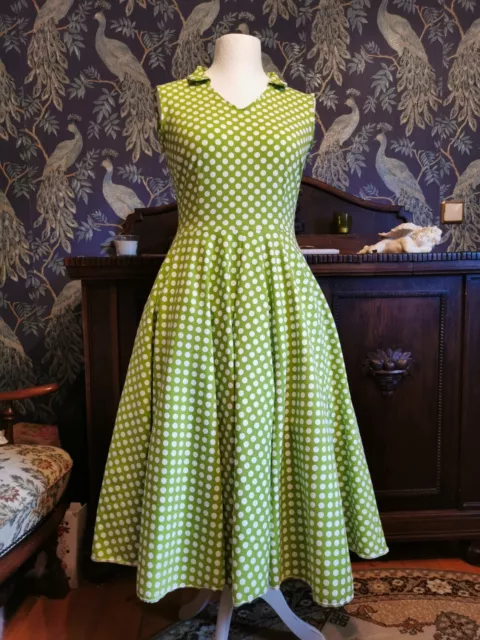 Vintage Kleid 50er Jahre Rockabilly Gr 40 polka Dots Handarbeit
