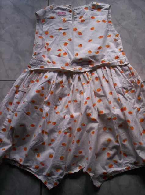 Süßes "Käthe Kruse"-Sommerkleid, weiß-orange-geblümt, neuw.  Gr.122/128