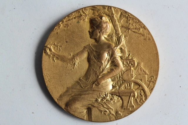 Médaille Bronze 54mm Pro Patria à Léon Perrier - Concours Gymnastique - Début XXe
