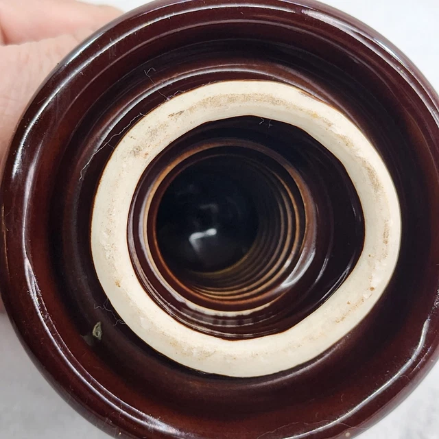 Ceramic Porcelain 3" Insulator Brown Glaze Mushroom Vintage Knob 4