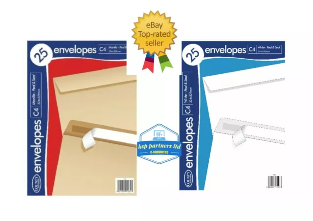 STRONG PAPER ENVELOPES C4 PEEL & SEAL WHITE MANILLA  324 x 229 mm  PLAIN