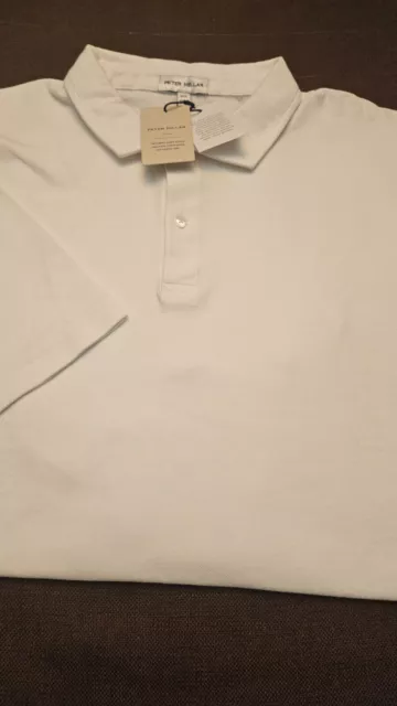 PETER MILLAR Crown Pique stretch Polo Shirt Size Large Color White NWT