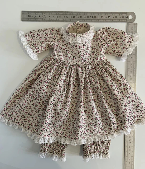 Belle Robe & Pantie Coton Fleuri Pour Poupee Ancienne Jumeau, Bru, Steiner, Sfbj