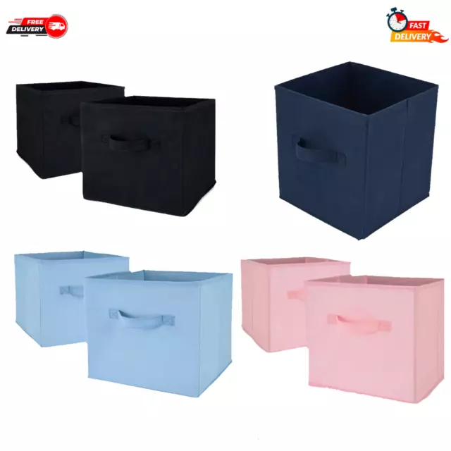 2X Foldable Folding Storage Cube Storage Box Bookcase Fabric Cube Toy Organiser