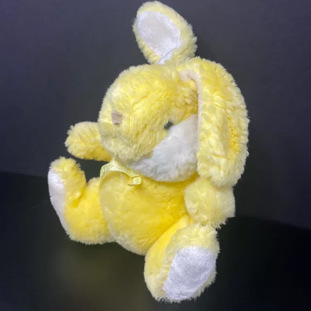 Gund Yellow White Bunny Rabbit Plush 1986 Sits 9" Stuffed Animal Toy Korea