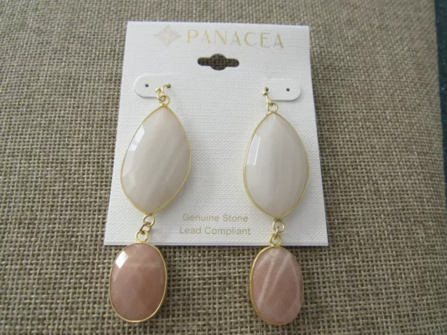 Panacea dangle genuine stone blush and natural pierced earrings