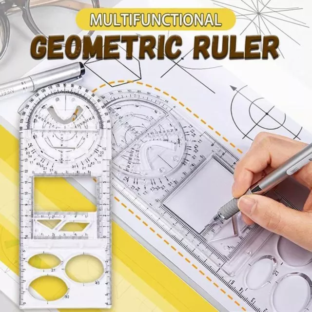 Multifunctional Geometric Ruler Drawing Template Drawing  Ruler Measuring Tool