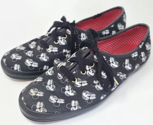 Keds Disney Minnie Mouse Black White Shoes Lace Sneakers Womens Size 8.5