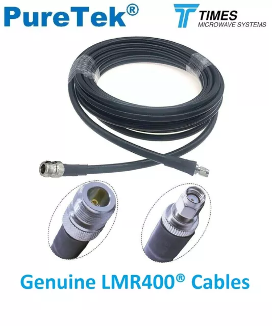 PureTek® LMR-400 LMR400 RP-SMA Male to N-Female Helium Miner Antenna Cable