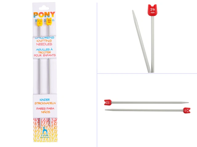Pony Single Pointed Knitting Needles 18cm Aluminium Children's, 1st Class Post