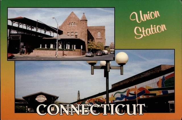 Connecticut Hartford Union Station Rail and Bus transportation ~ postcard sku851