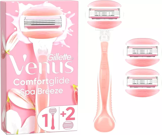 New Comfort Glid Spa Breeze Women's Razor +, 3 2-In-1 Razor Blade Refills,