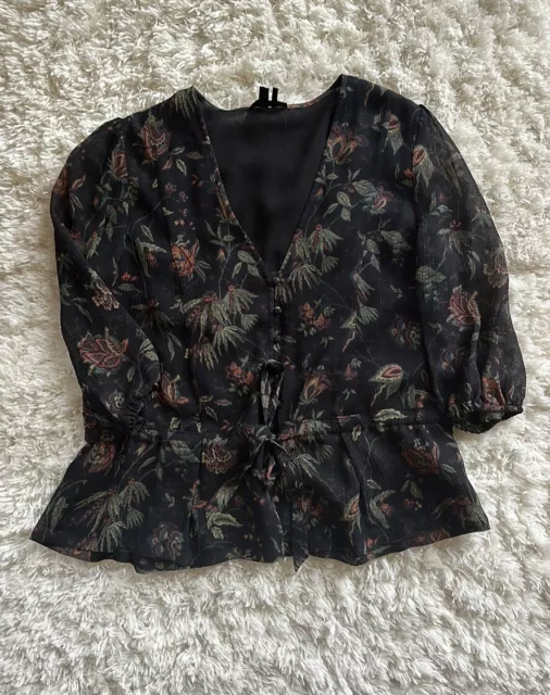 Paige Black Floral Silk Blouse