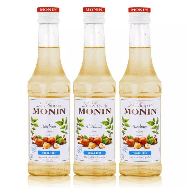 Monin Haselnuss Light Sirup 250 ml - Für Cocktail und Kaffee (3er Pack)