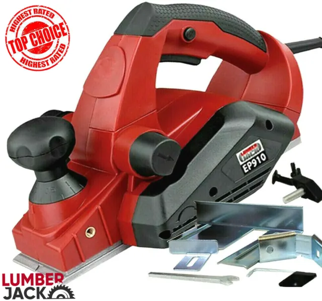 Electric Hand Planer 240v 82mm with Twin Blades Fence & Dust Bag by Lumberjack