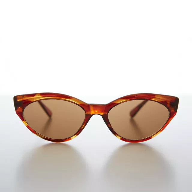 Perfect Oval Tortoise Cat Eye Vintage Sunglasses Brown Lenses - Irene