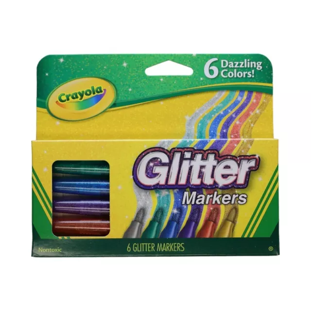 Crayola: 6 Glitter Markers Crayola Draw Color Craft Art School Supplies