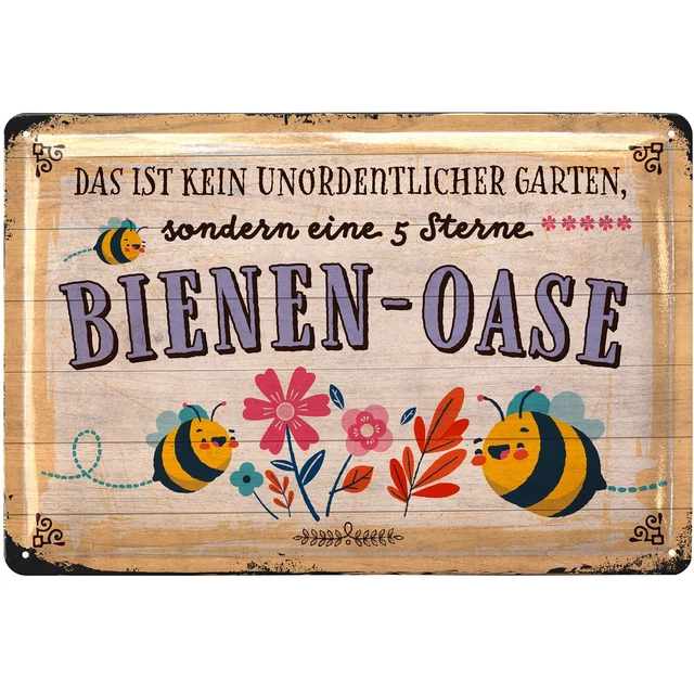 LANOLU Targa In Metallo Retr&ograve; Con Api OASE &ndash; Targa In Metallo Da Giardino Con Frasi &ndash; Decorazione Nostalgica Come Regali Da Giardiniere &ndash; Decorazione