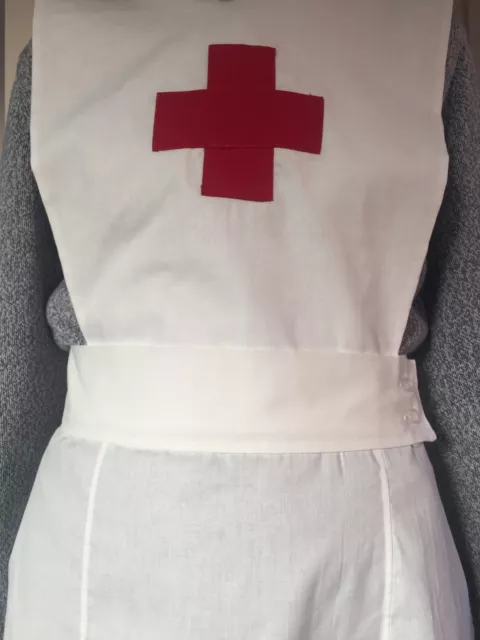 Uniforme da infermiera prima guerra mondiale VAD abito fatto a mano grembiule velo sopra le maniche 3