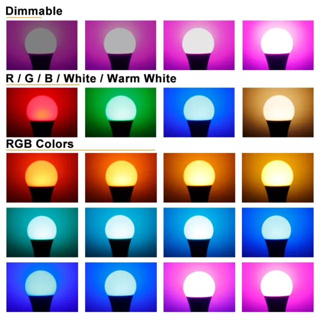 5W/10W/15W LED E27 Bulb Light Dimmable Color Changing RGBW RGBWW Remote Control 3