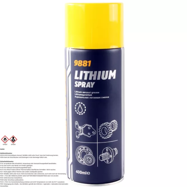 400 ml MANNOL 9881 LITHIUM SPRAY SPRÜHFETT FETTSPRAY SCHMIERFETT LITHIUMSPRAY