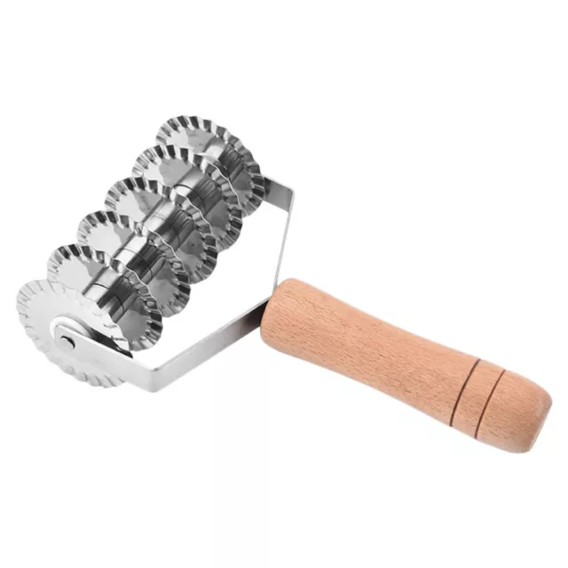Stainless Steel Noodle Lattice Roller with Wood Handle for Baking-OR