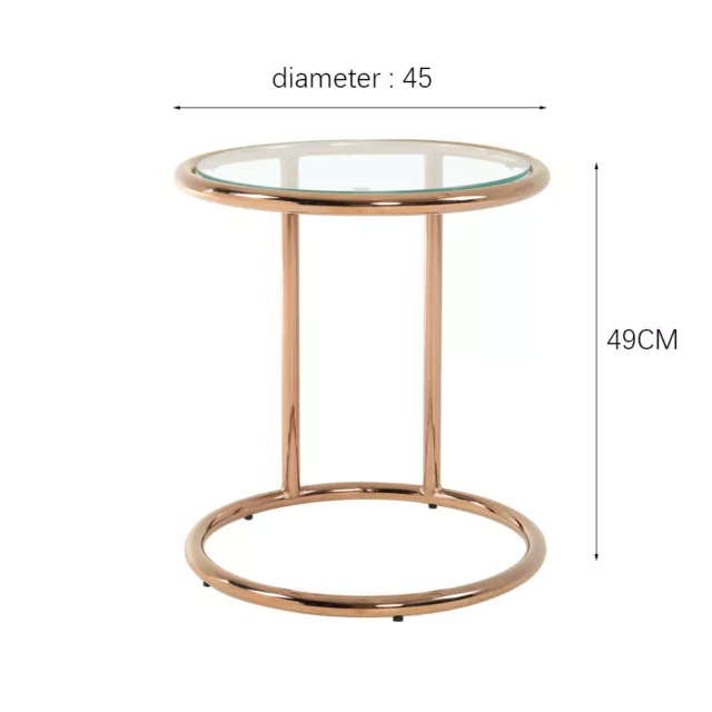 Tempered Clear Glass Coffee Table Decor Chrome Base Desk Table Round Side Rest