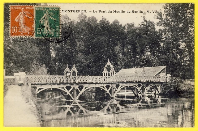 cpa 91 MONTGERON (Essonne) Le PONT du MOULIN de SENLIS Ed. Marius VOLPINI, Orsay