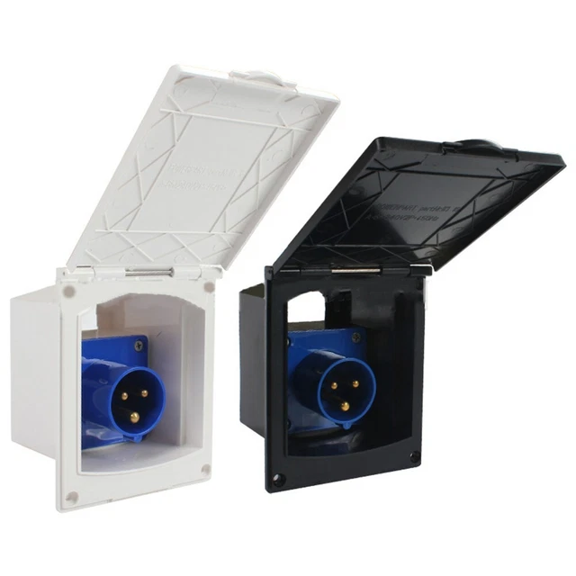 Prise électrique Externe étanche IP44 Pour Camping-car – 16A, 220-250V, Avec Couvercle, Installation Facile !