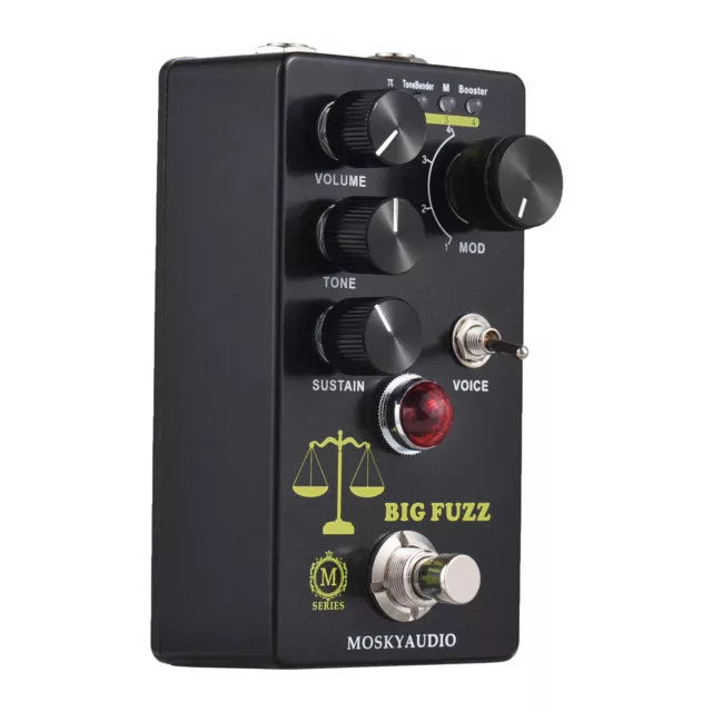 MOSKYAudio FUZZ Gitarreneffektpedal, 4 Modusschalter und I7O6