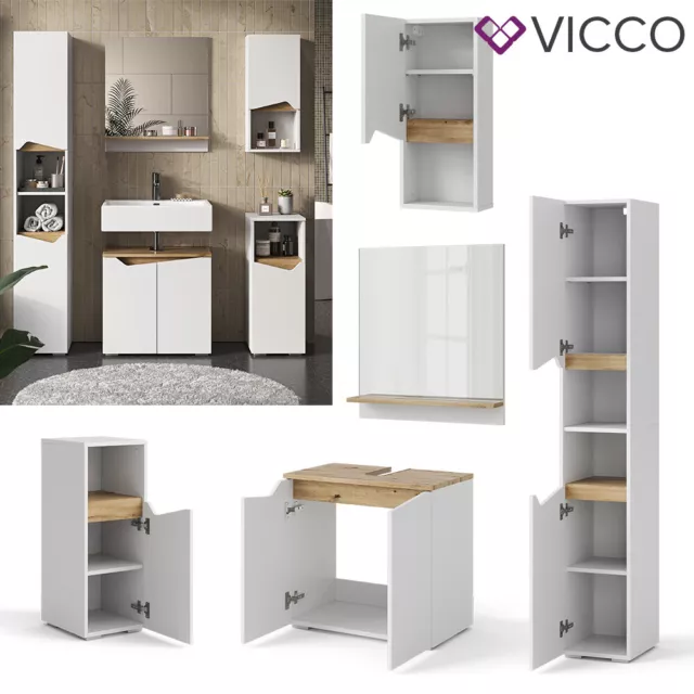 Badmöbelset Marelle modern Weiß-Artisan Badezimmer Spiegelschrank Vicco